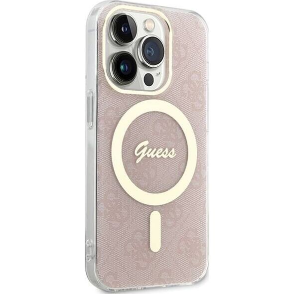 Guess Guess GUHMP15LH4STP iPhone 15 Pro 6.1" rózowy/pink hardcase IML 4G MagSafe