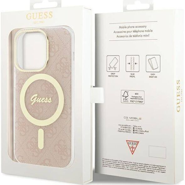 Guess Guess GUHMP15LH4STP iPhone 15 Pro 6.1" rózowy/pink hardcase IML 4G MagSafe