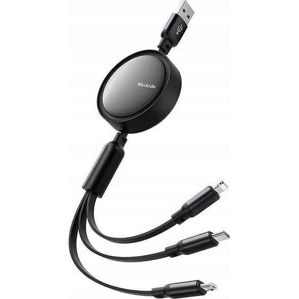 Kabel USB Mcdodo USB-A - USB-C + microUSB + Lightning 1.2 m Czarny (CA-7256)