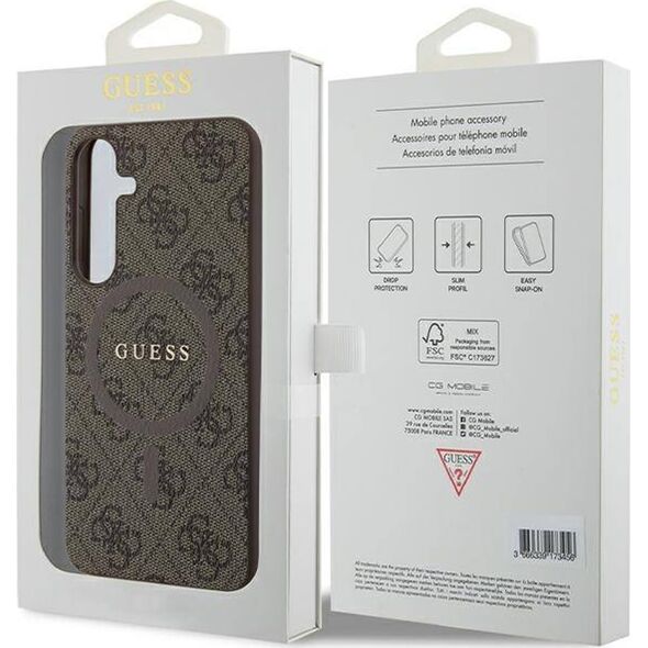 Guess Guess GUHMS24MG4GFRW S24+ S926 brązowy/brown hardcase 4G Collection Leather Metal Logo MagSafe