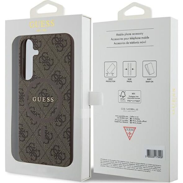 Guess Guess GUHMS24MG4GFRW S24+ S926 brązowy/brown hardcase 4G Collection Leather Metal Logo MagSafe