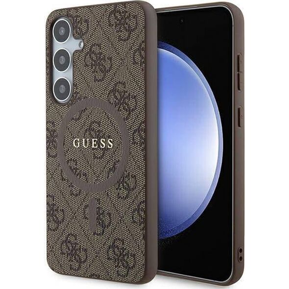 Guess Guess GUHMS24MG4GFRW S24+ S926 brązowy/brown hardcase 4G Collection Leather Metal Logo MagSafe