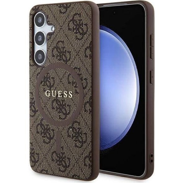 Guess Guess GUHMS24SG4GFRW S24 S921 brązowy/brown hardcase 4G Collection Leather Metal Logo MagSafe