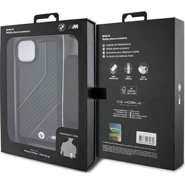 BMW Etui BMW BMHCP15M23PSCCK Apple iPhone 15 Plus / 14 Plus hardcase M Edition Carbon Stripe & Strap czarny/black