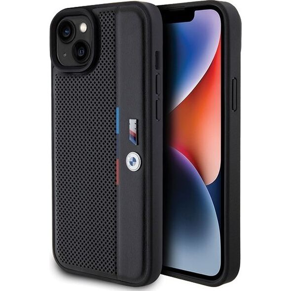 BMW Etui BMW BMHCP15M23PUPVK Apple iPhone 15 Plus / 14 Plus hardcase Perforated Tricolor Line czarny/black
