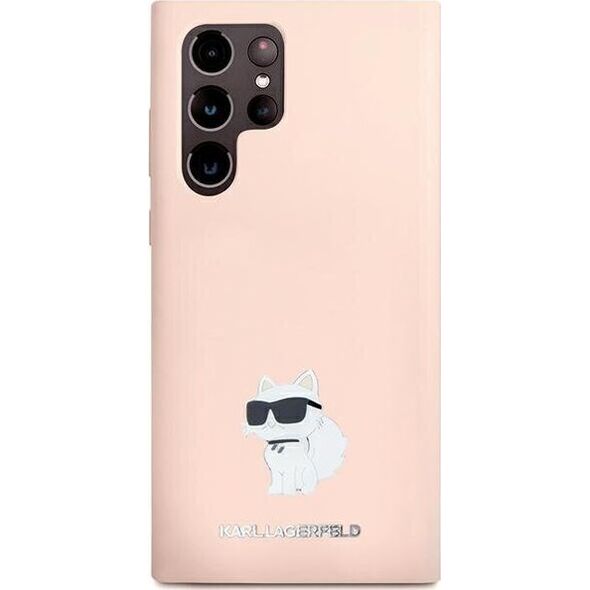 Karl Lagerfeld Etui Karl Lagerfeld KLHCS23LSMHCNPP Samsung Galaxy S23 Ultra Silicone Choupette Metal Pin różowy/pink