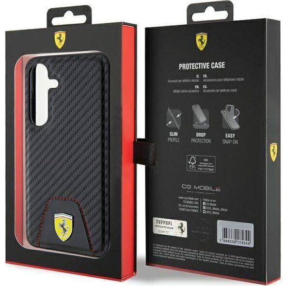 Ferrari Ferrari Carbon Stitched Bottom - Etui Samsung Galaxy S24 (czarny)