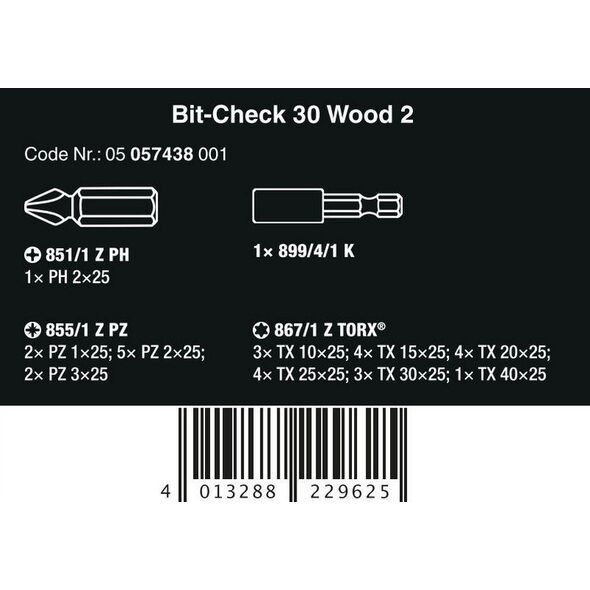 Wera Wera Bit-Check 30 Wood 2 SB
