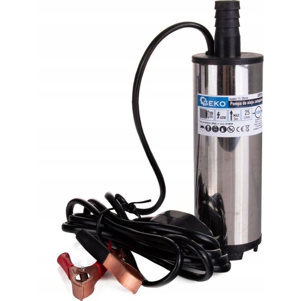 Geko Pompa do oleju zatapialna 12V 52mm z przewodem 3m (40)