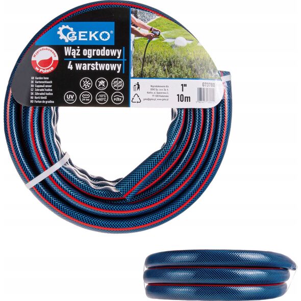 Geko Wąż ogrodowy 4 Warstwowy 1" 10m GEKO NEW
