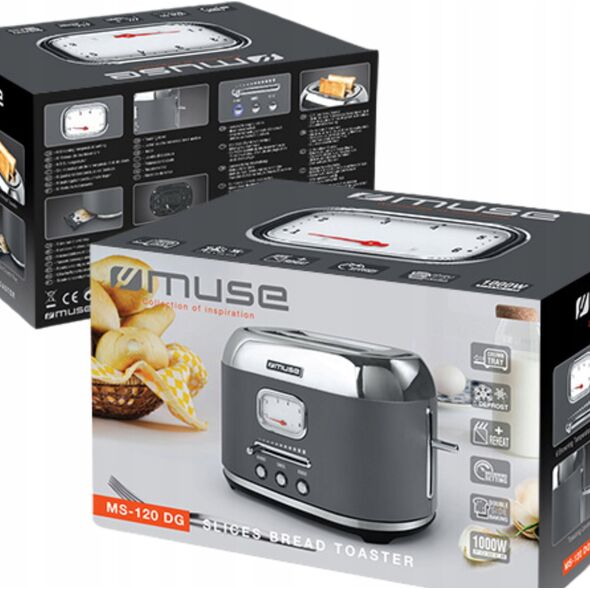 Toster Muse Muse Power 1000 W | Number of slots 2 | Housing material Stainless Steel