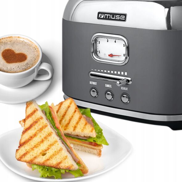 Toster Muse Muse Power 1000 W | Number of slots 2 | Housing material Stainless Steel