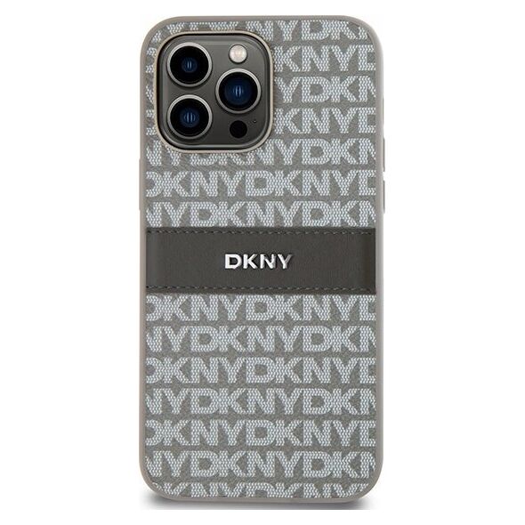 DKNY DKNY DKHCP14LPRTHSLE iPhone 14 Pro 6.1" beżowy/beige hardcase Leather Mono Stripe & Metal Logo