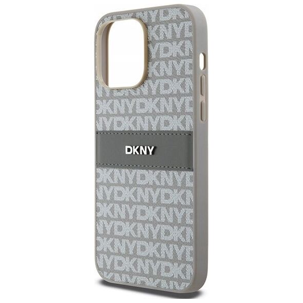 DKNY DKNY DKHCP14LPRTHSLE iPhone 14 Pro 6.1" beżowy/beige hardcase Leather Mono Stripe & Metal Logo