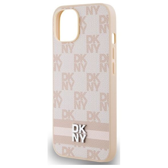 DKNY DKNY DKHCP14SPCPTSSP iPhone 14 / 15 / 13 6.1" różowy/pink hardcase Leather Checkered Mono Pattern & Printed Stripes