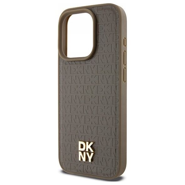 DKNY DKNY DKHMP14LPSHRPSW iPhone 14 Pro 6.1" brązowy/brown hardcase Leather Pattern Metal Logo MagSafe