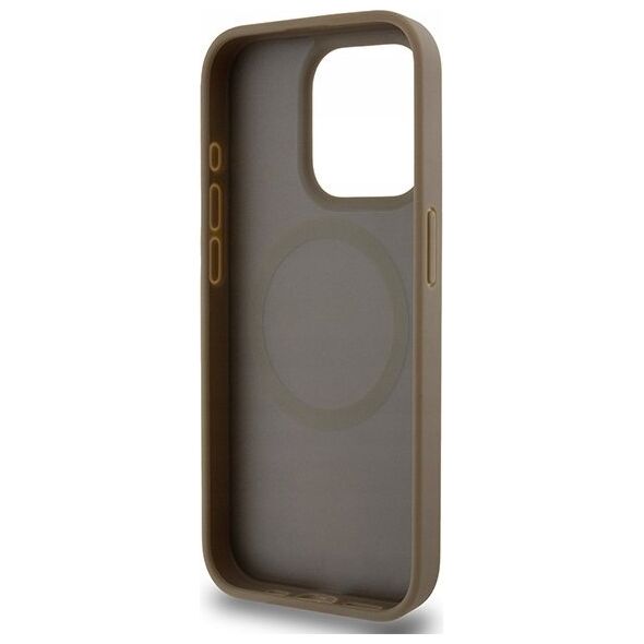 DKNY DKNY DKHMP14LPSHRPSW iPhone 14 Pro 6.1" brązowy/brown hardcase Leather Pattern Metal Logo MagSafe