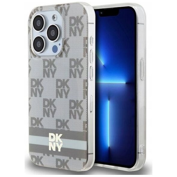 DKNY DKNY DKHMP15XHCPTSE iPhone 15 Pro Max 6.7" beżowy/beige hardcase IML Checkered Mono Pattern & Printed Stripes MagSafe