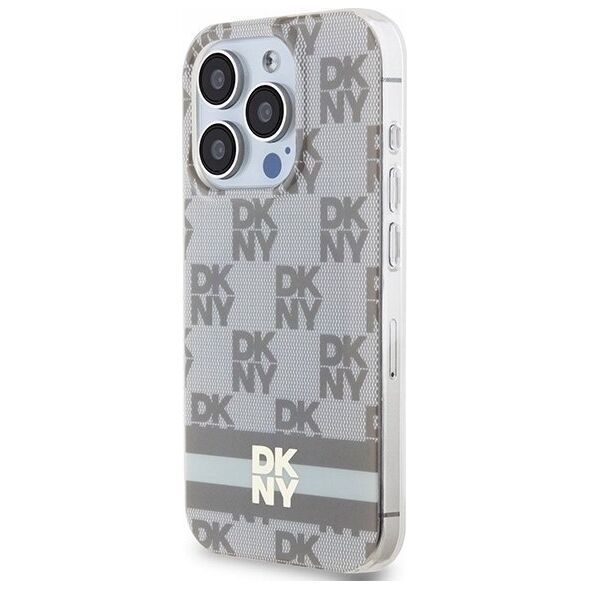 DKNY DKNY DKHMP15XHCPTSE iPhone 15 Pro Max 6.7" beżowy/beige hardcase IML Checkered Mono Pattern & Printed Stripes MagSafe