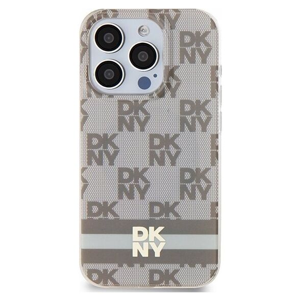 DKNY DKNY DKHMP15XHCPTSE iPhone 15 Pro Max 6.7" beżowy/beige hardcase IML Checkered Mono Pattern & Printed Stripes MagSafe