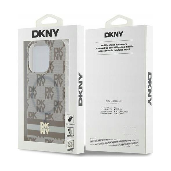 DKNY DKNY DKHMP15XHCPTSE iPhone 15 Pro Max 6.7" beżowy/beige hardcase IML Checkered Mono Pattern & Printed Stripes MagSafe