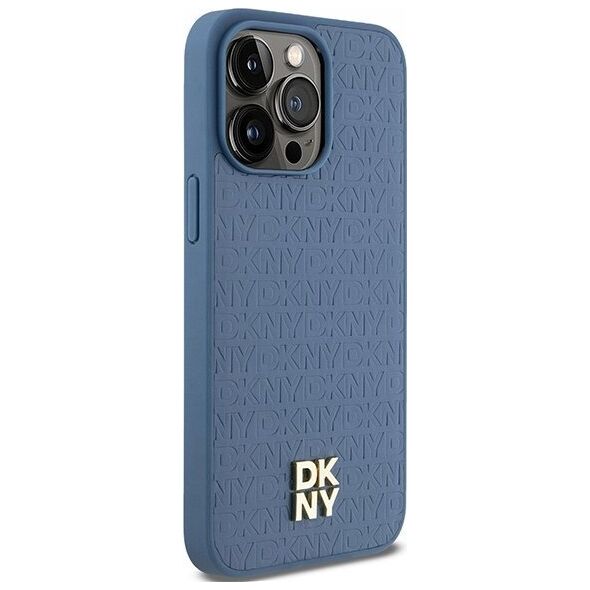 DKNY DKNY DKHMP15XPSHRPSB iPhone 15 Pro Max 6.7" niebieski/blue hardcase Leather Monogram Pattern Metal Logo MagSafe