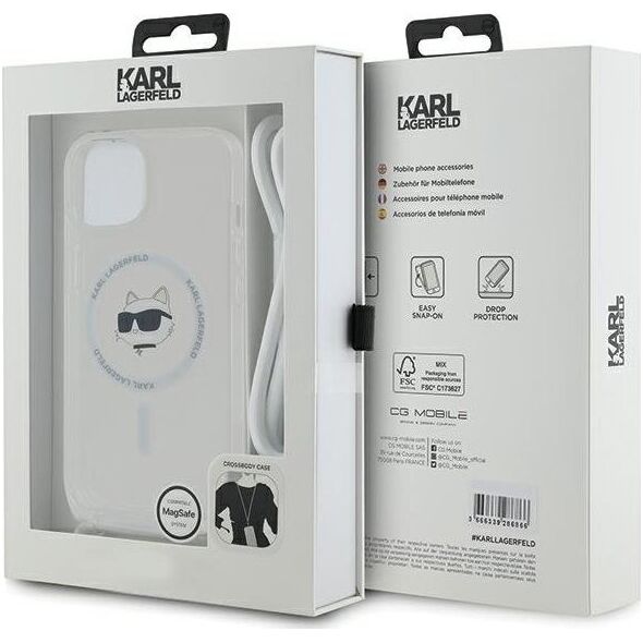 Karl Lagerfeld Karl Lagerfeld KLHMP15SHCCHNT iPhone 15 / 14 / 13 6.1" hardcase transparent IML Choupette Head & Cord Magsafe