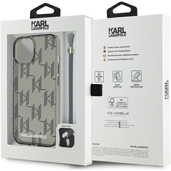 Karl Lagerfeld Etui Karl Lagerfeld KLHCP15SHKDPNSK Apple iPhone 15 / 14 / 13 hardcase IML Mono KL Pattern & Cord czarny/black