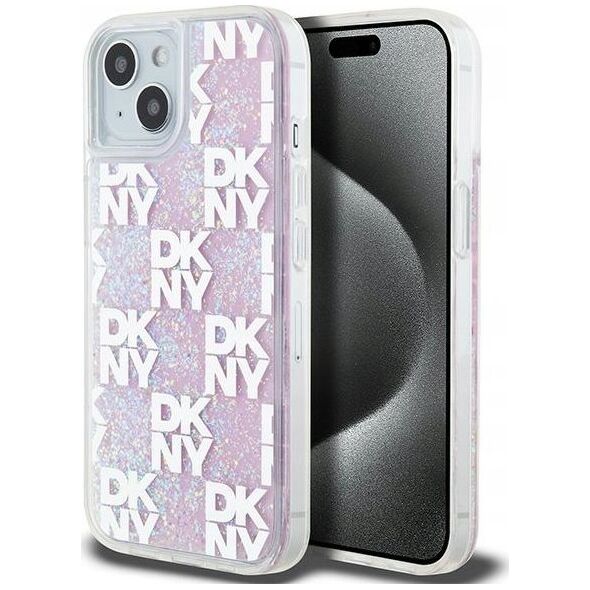 DKNY DKNY Liquid Glitter Multilogo - Etui iPhone 15 / 14 / 13 (różowy)