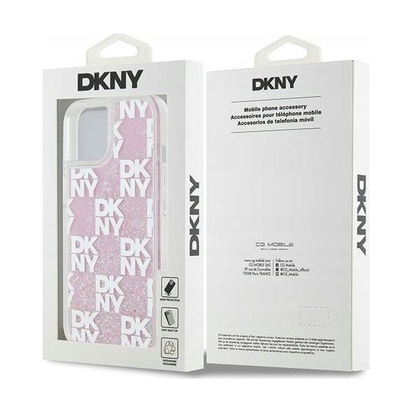 DKNY DKNY Liquid Glitter Multilogo - Etui iPhone 15 / 14 / 13 (różowy)