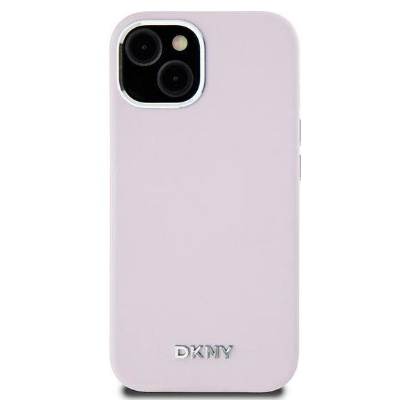 DKNY DKNY Liquid Silicone Small Metal Logo MagSafe - Etui iPhone 15 Plus / 14 Plus (różowy)