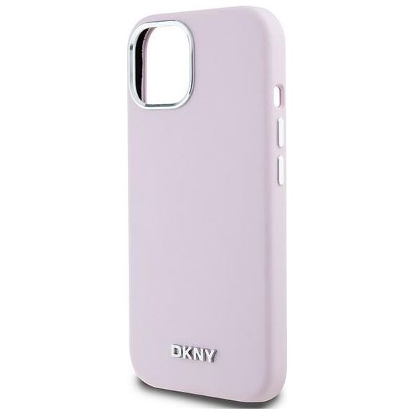 DKNY DKNY Liquid Silicone Small Metal Logo MagSafe - Etui iPhone 15 Plus / 14 Plus (różowy)