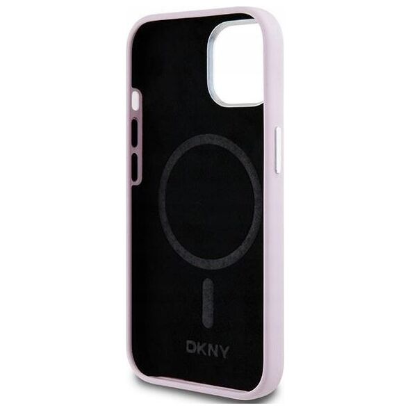 DKNY DKNY Liquid Silicone Small Metal Logo MagSafe - Etui iPhone 15 Plus / 14 Plus (różowy)