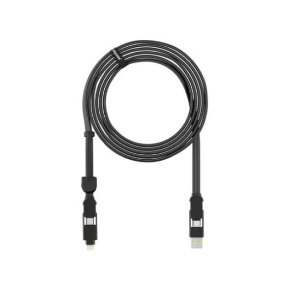Kabel USB Rolling Square USB-A + USB-C - USB-C 3 m Czarny (RS-XLL01R)