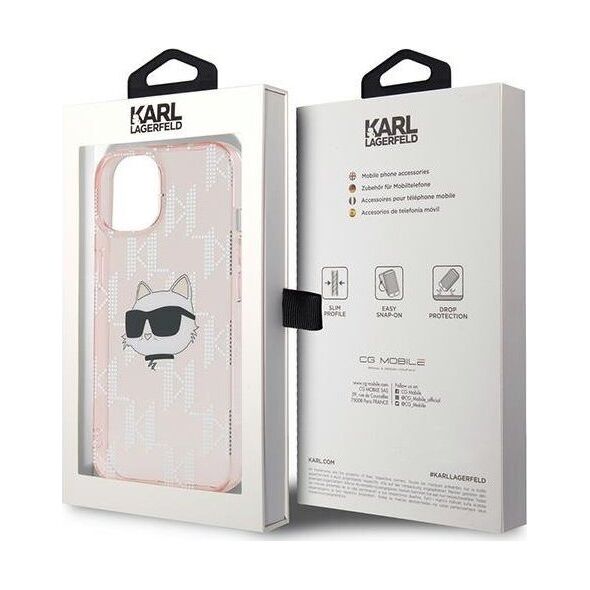 Karl Lagerfeld Karl Lagerfeld KLHCP14SHKLPCHP iPhone 14 / 15 / 13 6.1" różowy/pink hardcase IML Choupette Head & Monogram