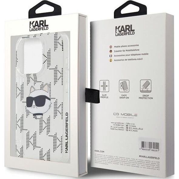 Karl Lagerfeld Karl Lagerfeld KLHCP15LHKLPCHT iPhone 15 Pro 6.1" transparent hardcase IML Choupette Head & Monogram