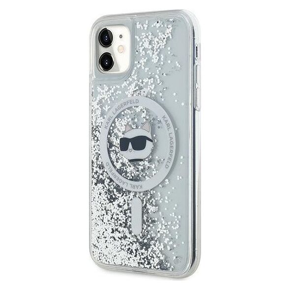 Karl Lagerfeld Karl Lagerfeld KLHMN61LGCHSGH iPhone 11 / Xr 6.1" hardcase transparent Liquid Glitter Choupette Head Magsafe
