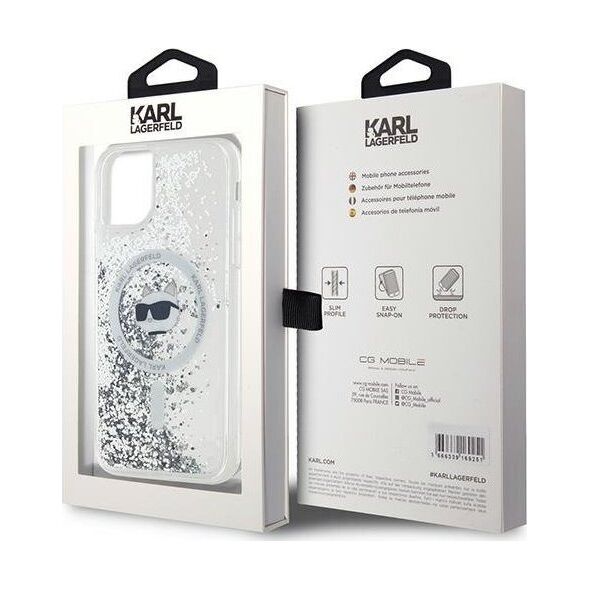 Karl Lagerfeld Karl Lagerfeld KLHMN61LGCHSGH iPhone 11 / Xr 6.1" hardcase transparent Liquid Glitter Choupette Head Magsafe