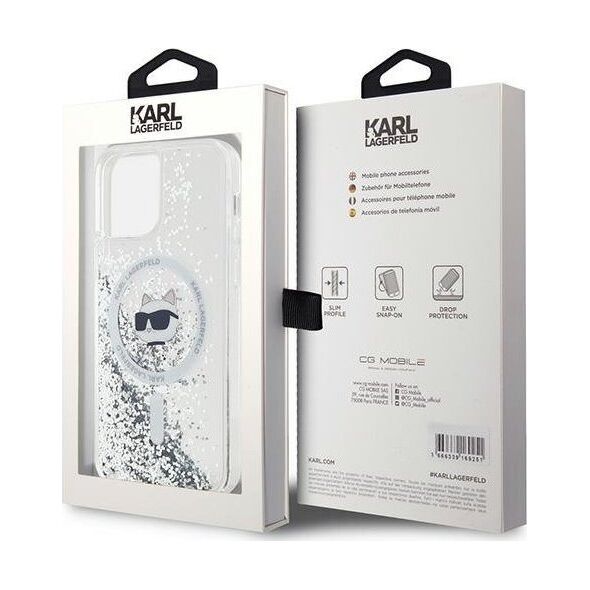 Karl Lagerfeld Karl Lagerfeld KLHMP12MLGCHSGH iPhone 12/12 Pro 6.1" hardcase transparent Liquid Glitter Choupette Head Magsafe