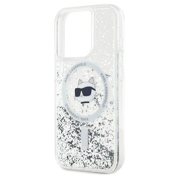Karl Lagerfeld Karl Lagerfeld KLHMP13LLGCHSGH iPhone 13 Pro / 13 6.1" hardcase transparent Liquid Glitter Choupette Head Magsafe