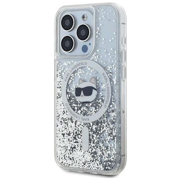 Karl Lagerfeld Karl Lagerfeld KLHMP14LLGCHSGH iPhone 14 Pro 6.1" hardcase transparent Liquid Glitter Choupette Head Magsafe