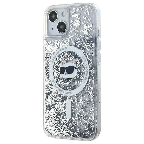 Karl Lagerfeld Karl Lagerfeld KLHMP14SLGCHSGH iPhone 14 / 15 / 13 6.1" hardcase transparent Liquid Glitter Choupette Head Magsafe
