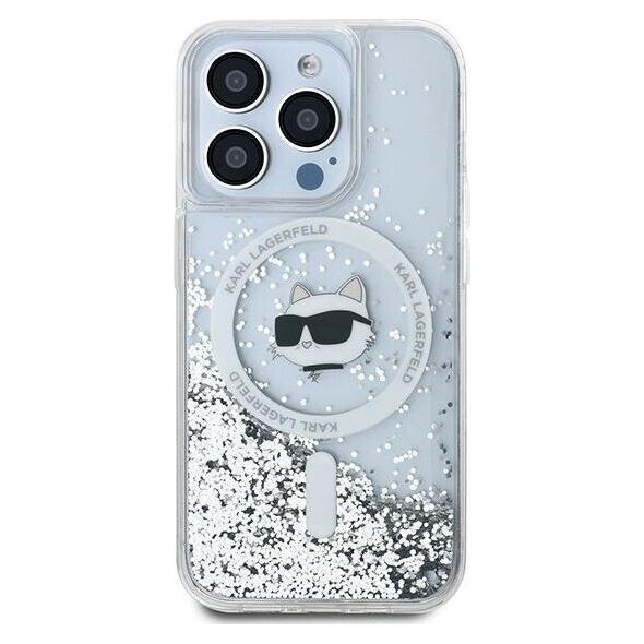 Karl Lagerfeld Karl Lagerfeld KLHMP14XLGCHSGH iPhone 14 Pro Max 6.7" hardcase transparent Liquid Glitter Choupette Head Magsafe