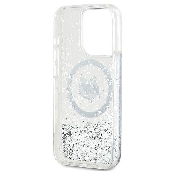 Karl Lagerfeld Karl Lagerfeld KLHMP14XLGCHSGH iPhone 14 Pro Max 6.7" hardcase transparent Liquid Glitter Choupette Head Magsafe