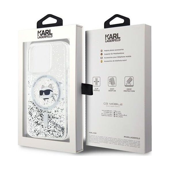 Karl Lagerfeld Karl Lagerfeld KLHMP14XLGCHSGH iPhone 14 Pro Max 6.7" hardcase transparent Liquid Glitter Choupette Head Magsafe