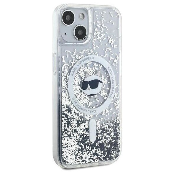 Karl Lagerfeld Karl Lagerfeld KLHMP15MLGCHSGH iPhone 15 Plus / 14 Plus 6.7" hardcase transparent Liquid Glitter Choupette Head Magsafe