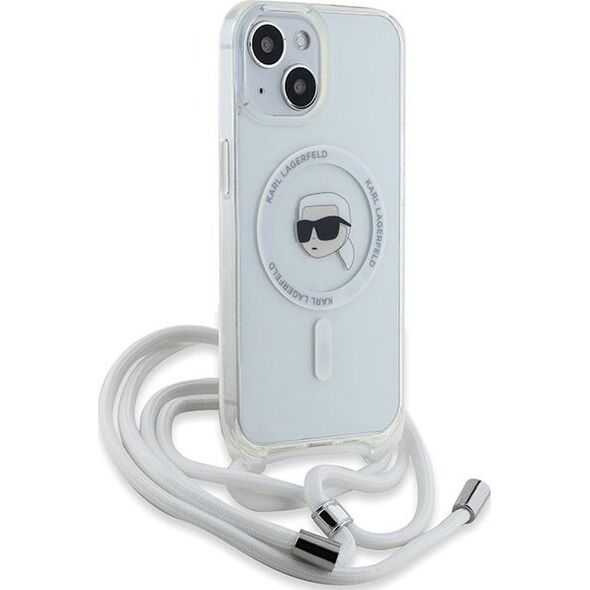 Karl Lagerfeld Karl Lagerfeld KLHMP15SHCKHNT iPhone 15 / 14 / 13 6.1" hardcase transparent Crossbody IML Karl Head Magsafe
