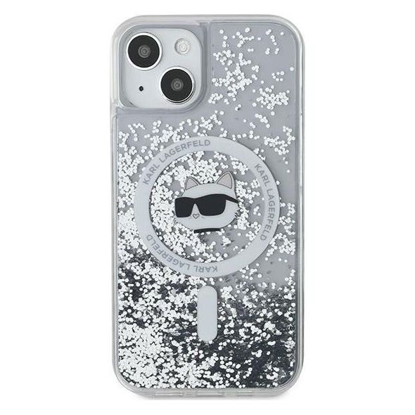 Karl Lagerfeld Karl Lagerfeld KLHMP15SLGCHSGH iPhone 15 / 14 / 13 6.1" hardcase transparent Liquid Glitter Choupette Head Magsafe