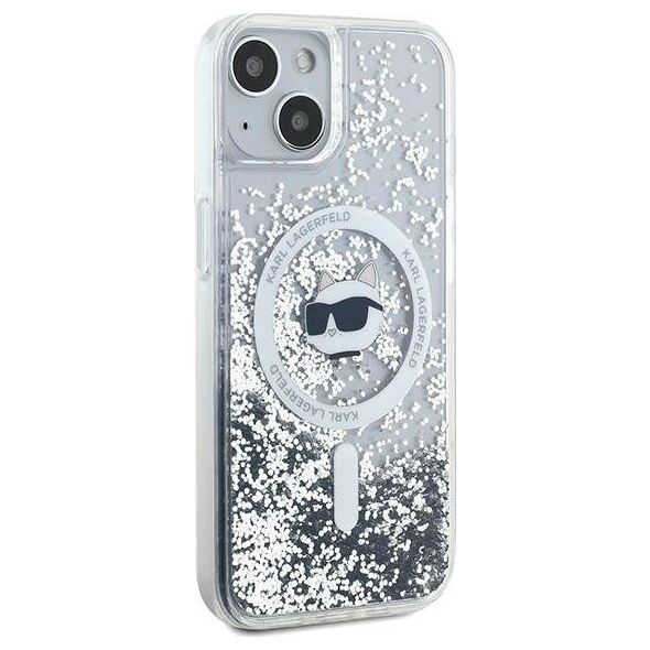 Karl Lagerfeld Karl Lagerfeld KLHMP15SLGCHSGH iPhone 15 / 14 / 13 6.1" hardcase transparent Liquid Glitter Choupette Head Magsafe