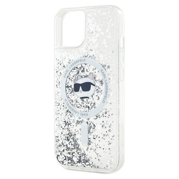 Karl Lagerfeld Karl Lagerfeld KLHMP15SLGCHSGH iPhone 15 / 14 / 13 6.1" hardcase transparent Liquid Glitter Choupette Head Magsafe
